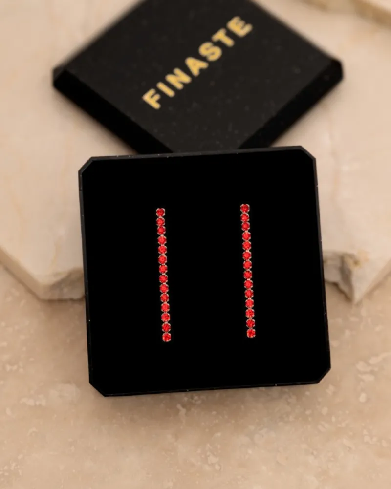 Finaste Shiny Red Tennis Earrings Outlet