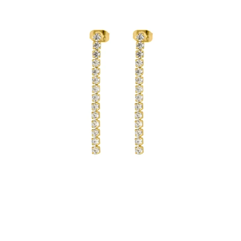Finaste Shiny tennis earrings goudkleurig Clearance