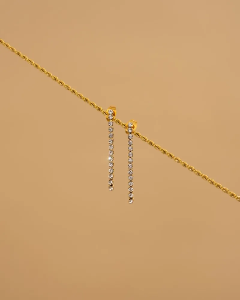 Finaste Shiny tennis earrings goudkleurig Clearance