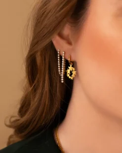 Finaste Shiny tennis earrings goudkleurig Clearance