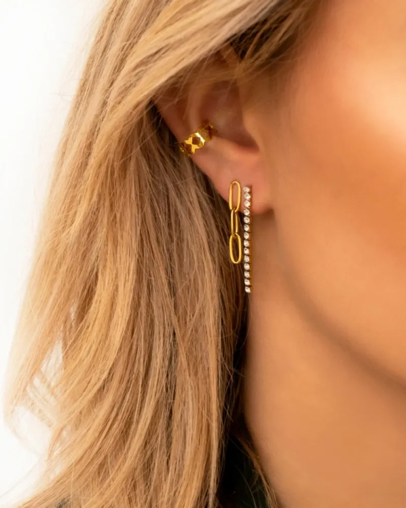 Finaste Shiny tennis earrings goudkleurig Clearance