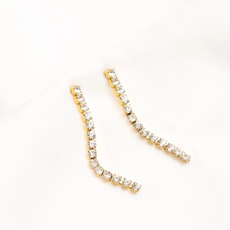 Finaste Shiny tennis earrings goudkleurig Clearance