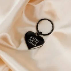 Finaste Sleutelhanger Graveerbaar Hartje Zwart Hot