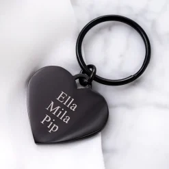 Finaste Sleutelhanger Graveerbaar Hartje Zwart Hot