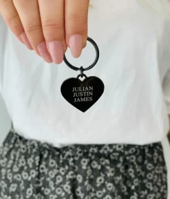 Finaste Sleutelhanger Graveerbaar Hartje Zwart Hot