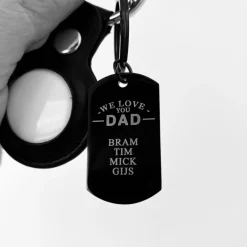 Finaste Sleutelhanger met naam - We love you dad zwart Hot