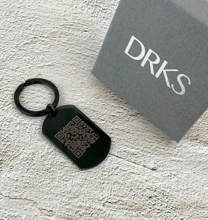 Finaste Sleutelhanger met QR code zwart Clearance