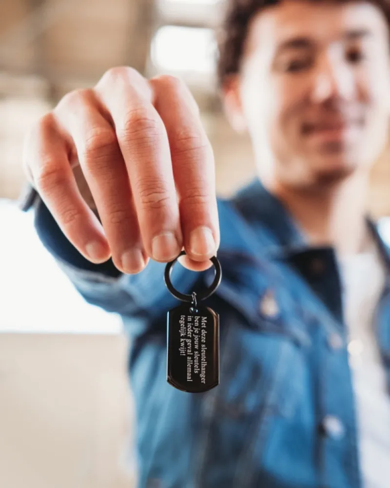 Finaste Sleutelhanger met tekst zwart Fashion