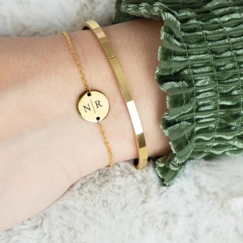 Finaste Smalle Bangle Open Goud Kleurig Outlet