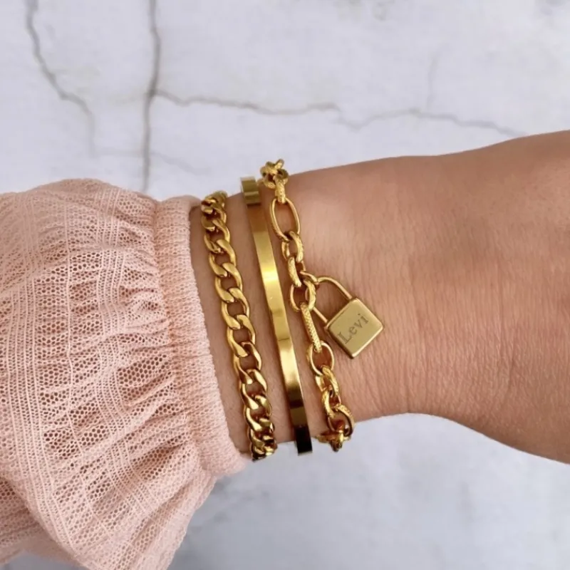 Finaste Smalle Bangle Open Goud Kleurig Outlet