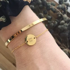 Finaste Smalle Bangle Open Goud Kleurig Outlet