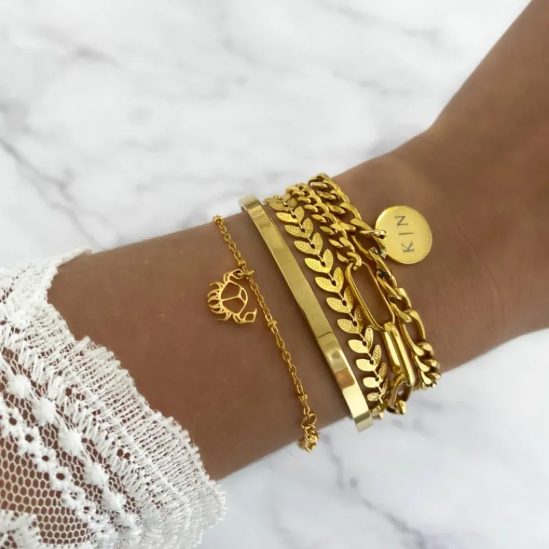 Finaste Smalle Bangle Open Goud Kleurig Outlet