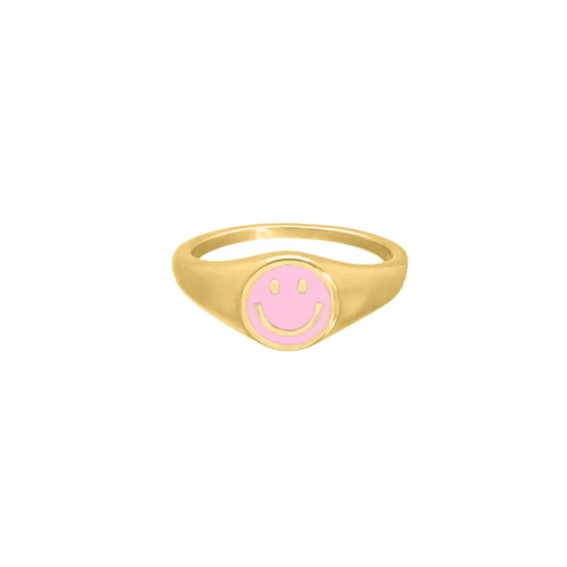 Finaste Smiley Ring Roze Goldplated Discount