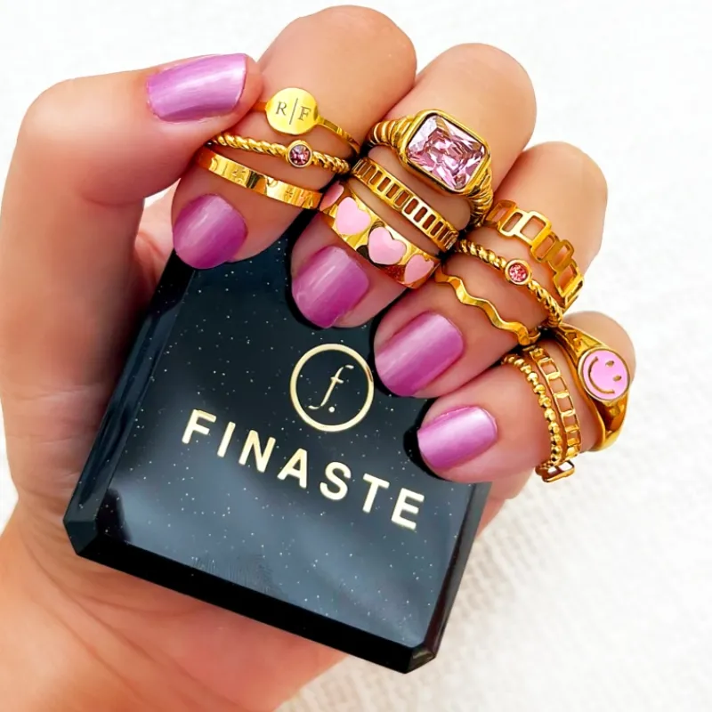 Finaste Smiley Ring Roze Goldplated Discount