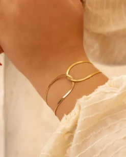 Finaste Snake armband linked chains goudkleurig Online