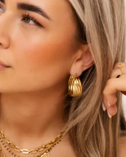 Finaste Statement hoops striped goudkleurig Fashion