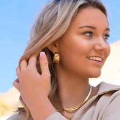 Finaste Statement hoops striped goudkleurig Fashion