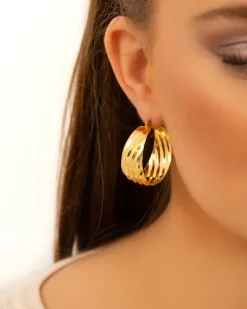 Finaste Statement hoops striped goudkleurig Fashion