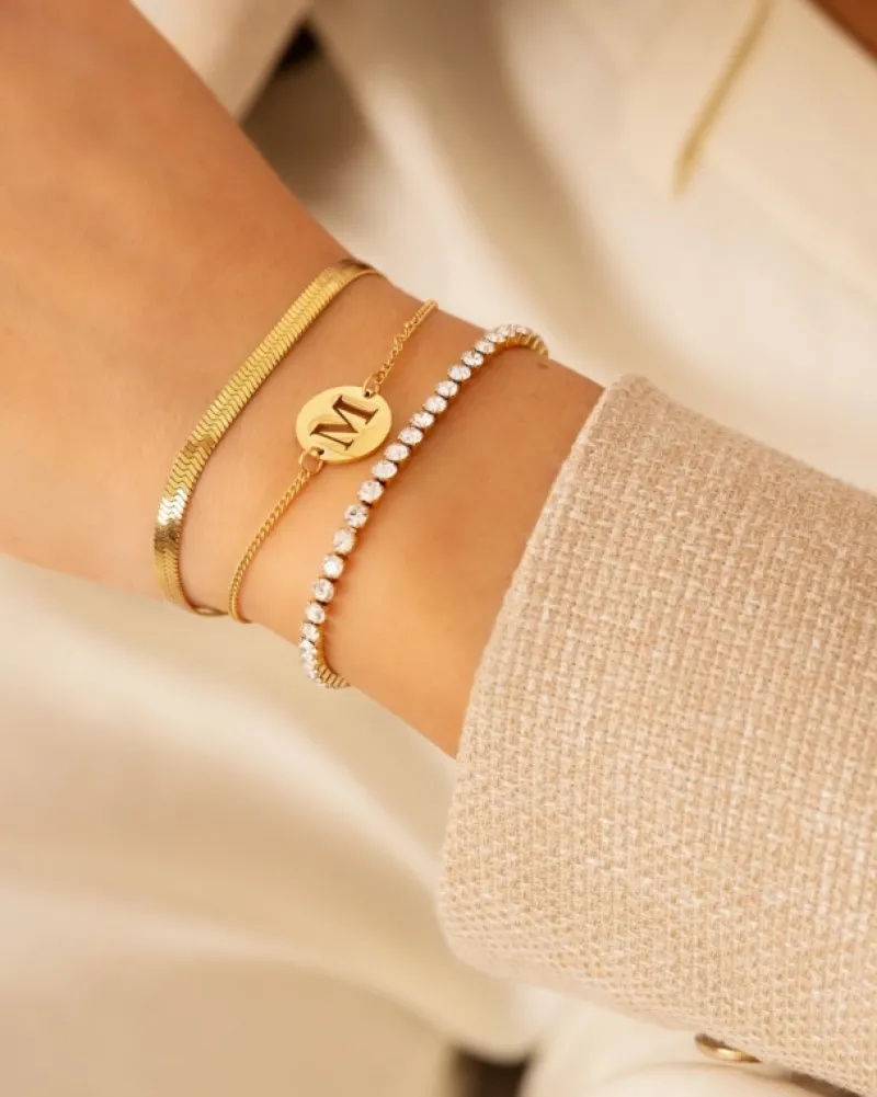 Finaste Statement initial armband goudkleurig Best