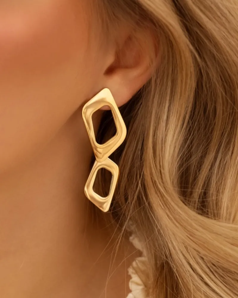 Finaste Statement oorhangers geometric goudkleurig Clearance