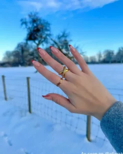 Finaste Statement ring gekruist goudkleurig Clearance