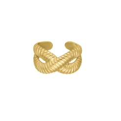 Finaste Statement ring gekruist met streepjes goudkleurig Best