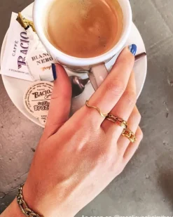Finaste Statement Ring met Steen Goud kleurig Outlet