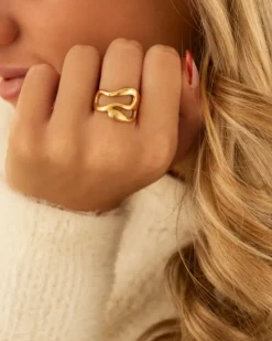 Finaste Statement ring organic goudkleurig New