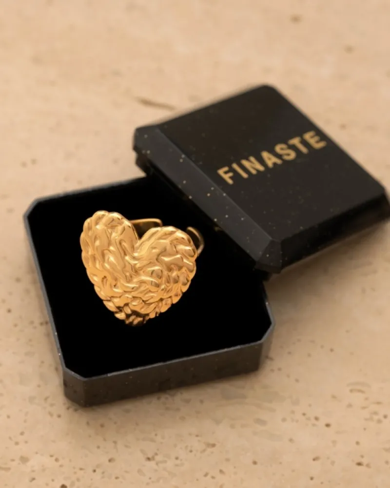 Finaste Statement ring vintage hart goudkleurig Hot
