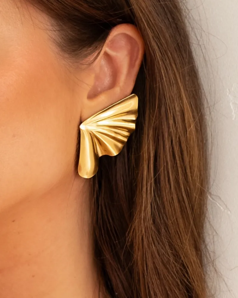 Finaste Statement schelp oorbellen goudkleurig Outlet