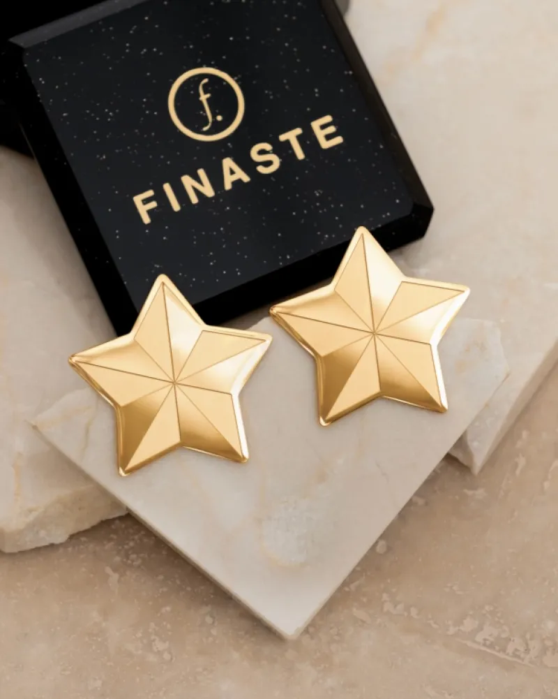 Finaste Statement star stud earrings goldplated Hot