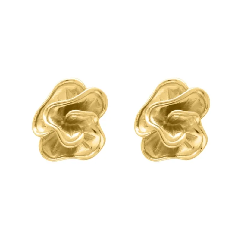 Finaste Statement stud oorbellen bloem goudkleurig Sale