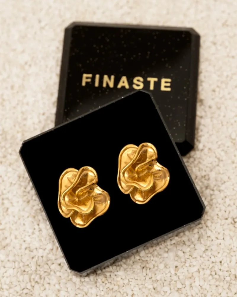 Finaste Statement stud oorbellen bloem goudkleurig Sale