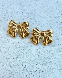 Finaste Strik oorbellen kleur goud Fashion