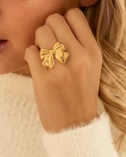 Finaste Strik ring goudkleurig Outlet