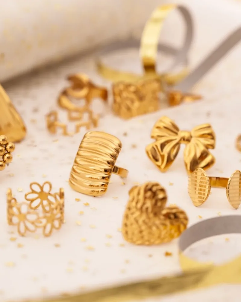 Finaste Strik ring goudkleurig Outlet
