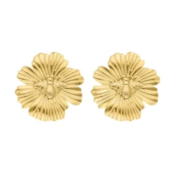 Finaste Stud oorbellen bloem & bijtje goudkleurig Best
