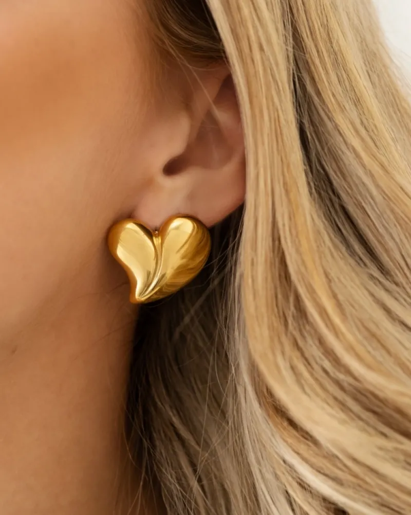Finaste Stud oorbellen statement hart goudkleurig Best