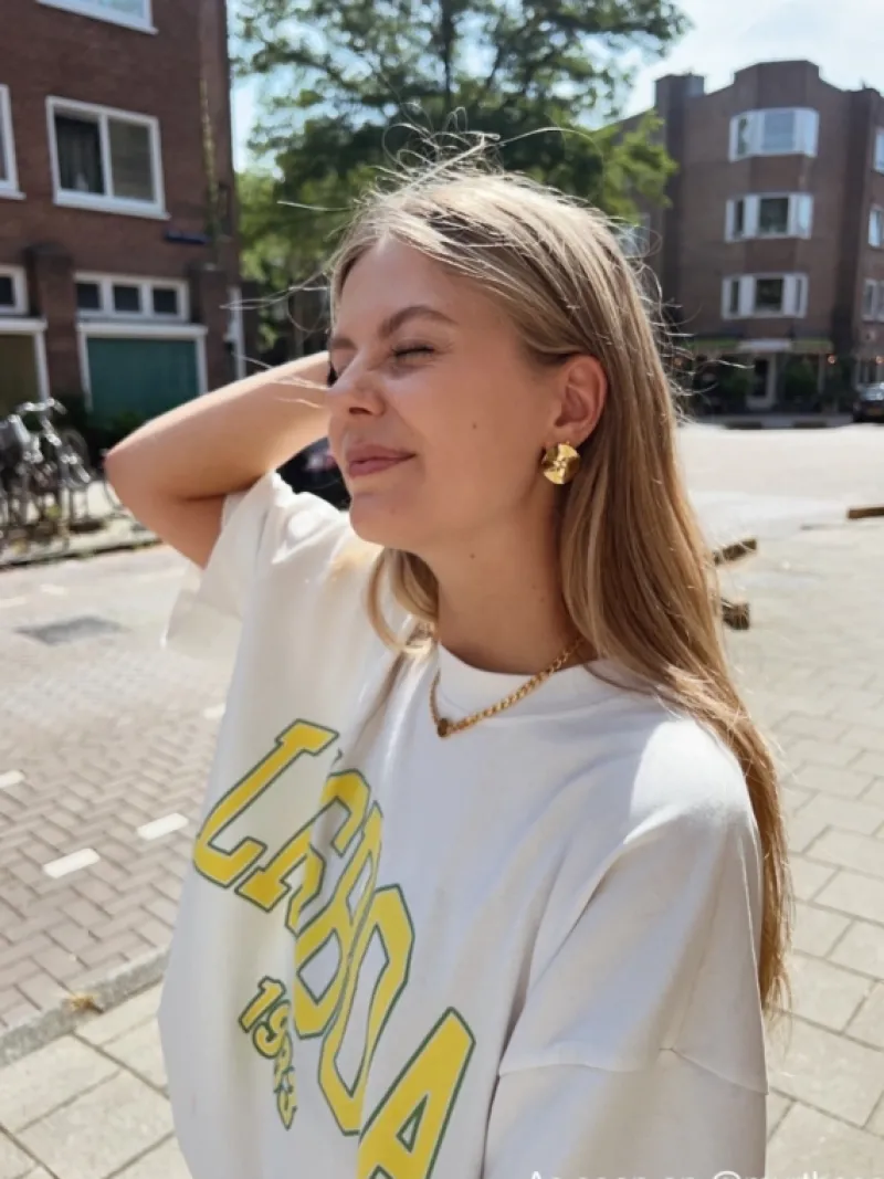 Finaste Stud oorbellen statement round goudkleurig Discount