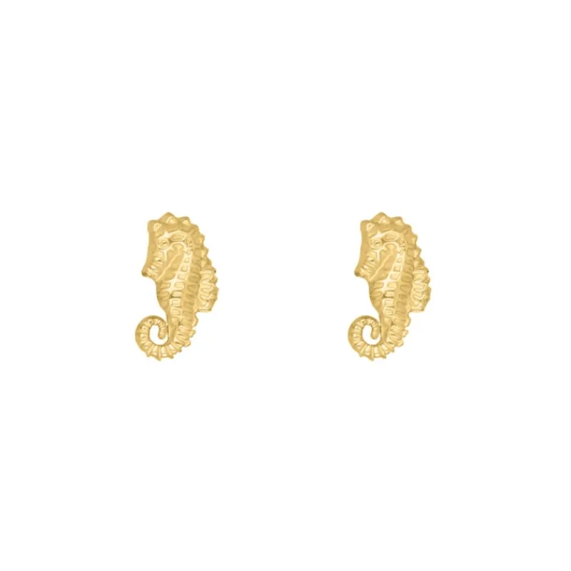 Finaste Stud oorbellen zeepaardje goudkleurig Outlet