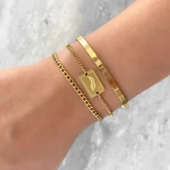 Finaste Subtiel plat schakelarmbandje goud kleurig Clearance