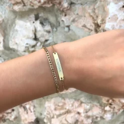 Finaste Subtiel plat schakelarmbandje goud kleurig Clearance