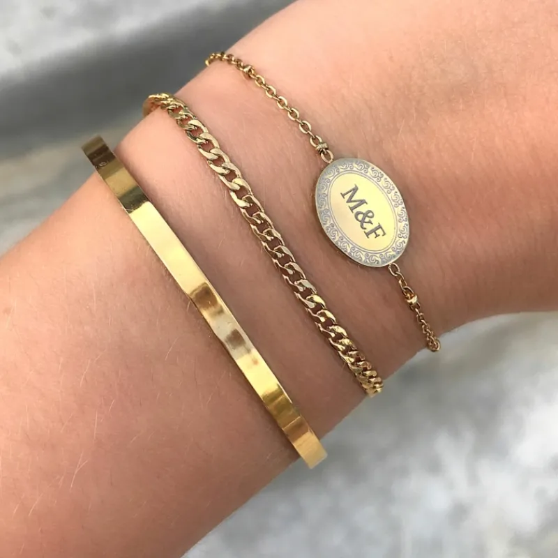Finaste Subtiel plat schakelarmbandje goud kleurig Clearance