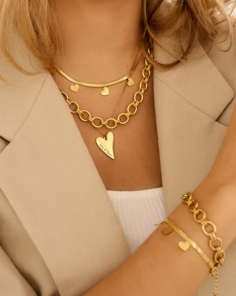 Finaste Sweet heart ketting graveren goudkleurig Fashion