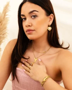 Finaste Sweet heart ketting graveren goudkleurig Fashion
