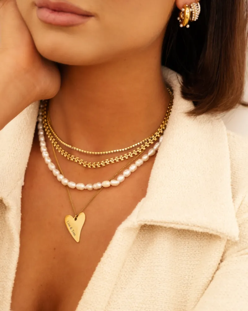 Finaste Sweet heart ketting graveren goudkleurig Fashion