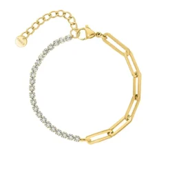 Finaste Tennis armband met schakels goudkleurig New