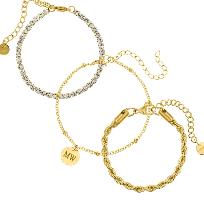 Finaste Tennis armparty met gravering goldplated Clearance