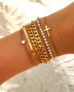 Finaste Tennis bracelet goud kleurig Best