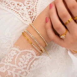 Finaste Tennis bracelet goud kleurig Best
